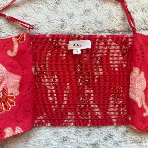 A.L.C. Arit Floral Sweetheart Crop Top in Calla Size 12 - Picture 10 of 16